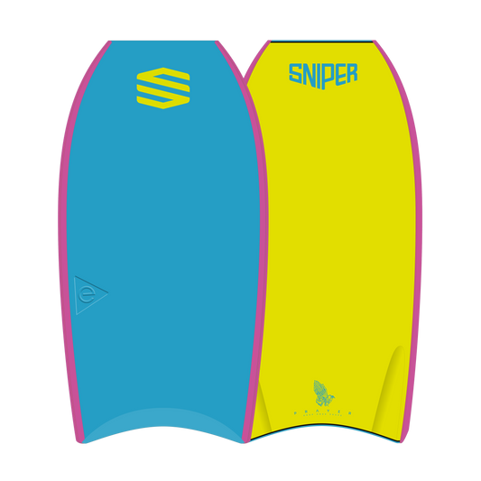 SNIPER BODYBOARDS Elite Series · Prayer DK Aqua/Fluro Yellow