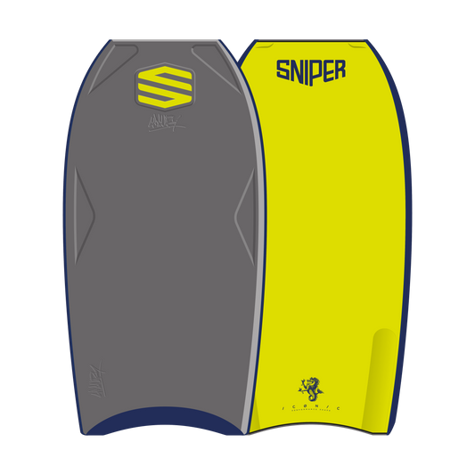 SNIPER BODYBOARDS Pro Series · Amaury Lavernhe Iconic PP Gunmetal/Fluro Yellow